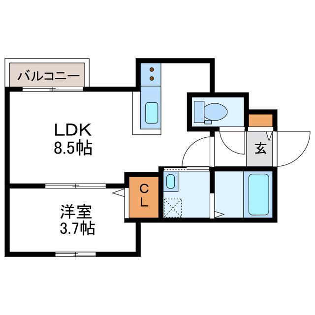 RAFIO N26 ラフィオ N26(1LDK/2階)の間取り写真