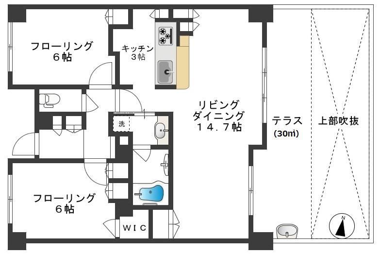 シェフルール阿佐ヶ谷(2LDK/1階)の間取り写真