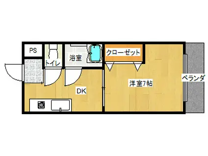 サンルートマンション(1K/1階)の間取り写真