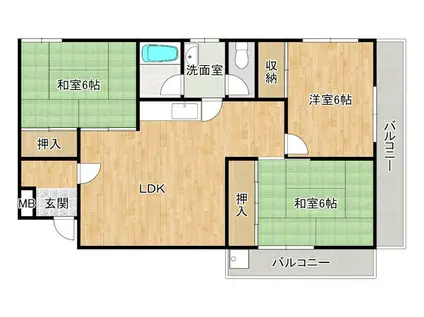 アマデウスIII(3LDK/3階)の間取り写真