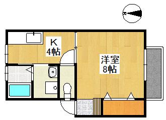 アイムA棟(1K/2階)の間取り写真