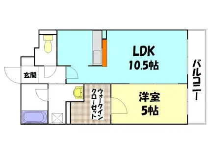 ラ・テール段原(1LDK/5階)の間取り写真