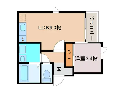 ナトゥラーレ北仙台(1LDK/2階)の間取り写真