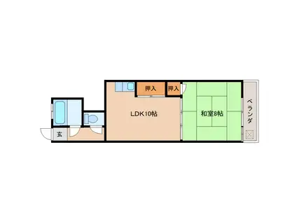 ガーデンハイツ高川(1LDK/2階)の間取り写真