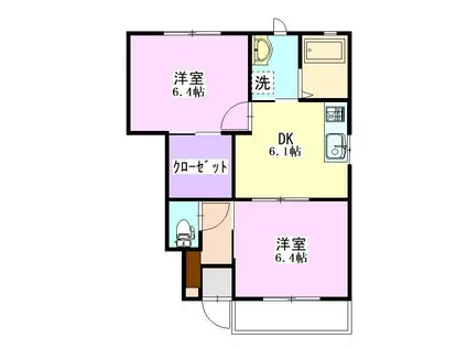 ミルクパレスA 101(2DK/1階)の間取り写真