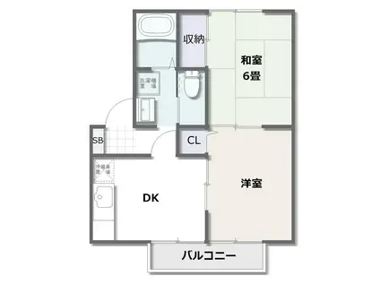 ルミエール(2DK/2階)の間取り写真