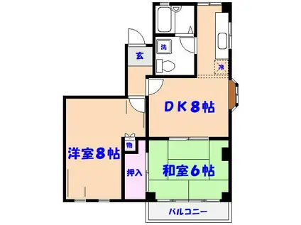 本中山ハイム(2DK/3階)の間取り写真