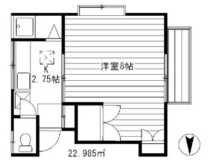 ライトコートA(1K/2階)の間取り写真