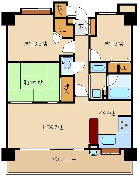 エステムコート新大阪パークフロント(3LDK/13階)の間取り写真
