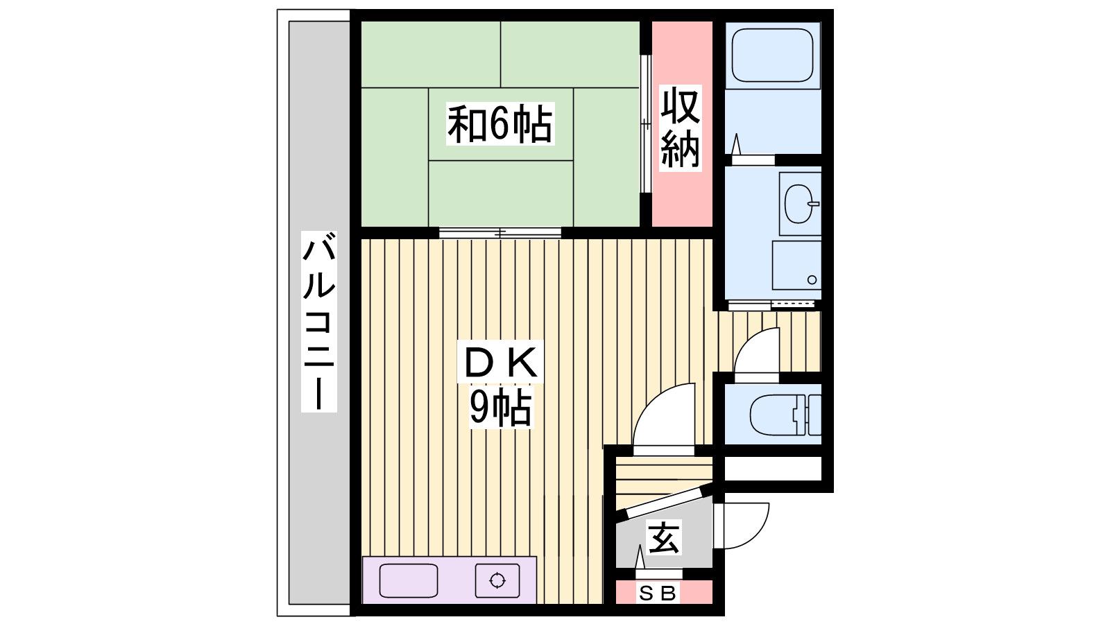 坪田ビル(1DK/2階)の間取り写真