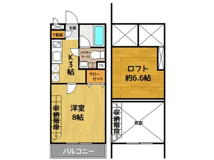 サンヴィアーレ・しいの木台(1K/1階)の間取り写真