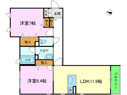 メゾン ド シバタ(2LDK/1階)の間取り写真