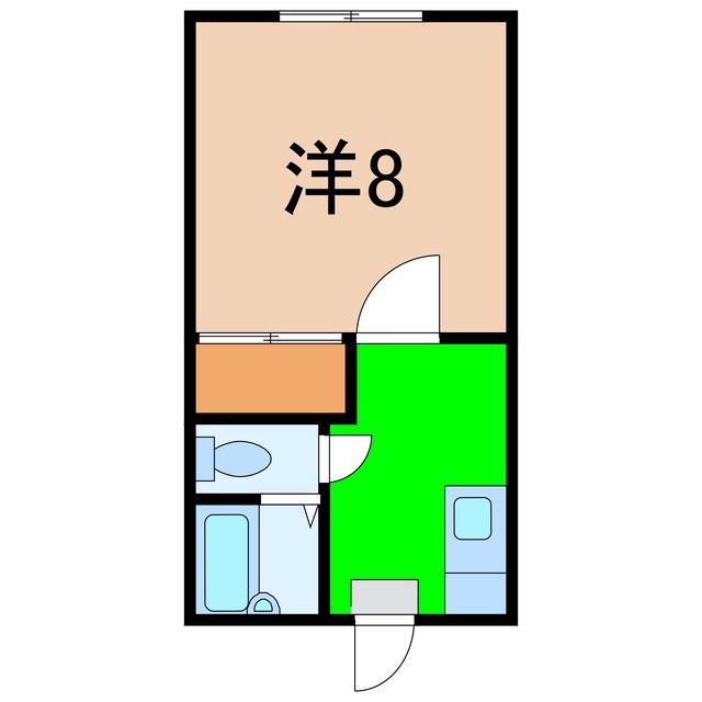 レジデンスセラミ(1K/2階)の間取り写真