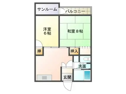 サクセス加賀(2LDK/1階)の間取り写真