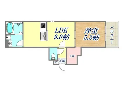 KEYビレッジ東鳴尾(1LDK/1階)の間取り写真