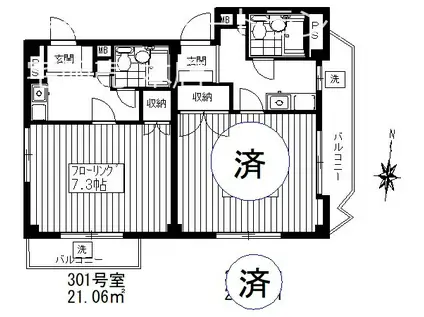 ドーマハイツ(1K/3階)の間取り写真
