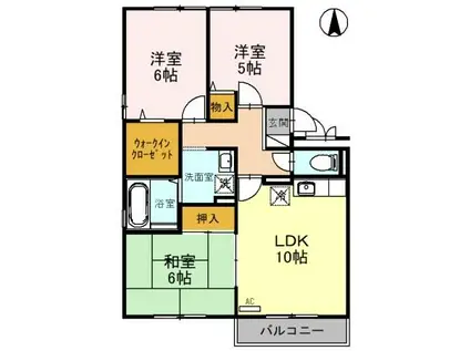 ロビュスト三栄II(3LDK/2階)の間取り写真
