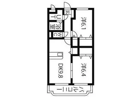 ユーミーサンヒルズ(2DK/1階)の間取り写真