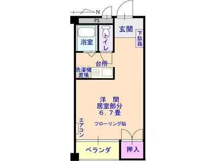マイワタリ(1K/1階)の間取り写真