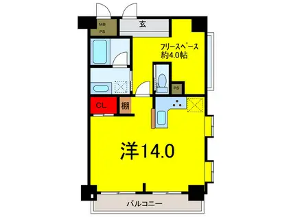 ライオンズマンション千葉山王(ワンルーム/5階)の間取り写真
