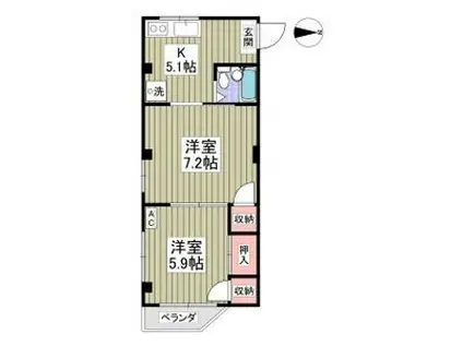 トラストホーム勝田台(2K/2階)の間取り写真
