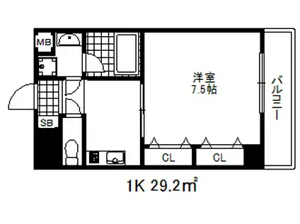エスフォート神戸小河通(1K/1階)の間取り写真