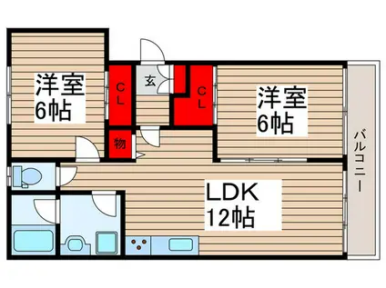 STマンション(2LDK/1階)の間取り写真