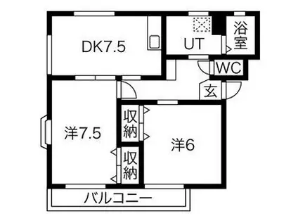 サンピュア新伝馬(2DK/3階)の間取り写真