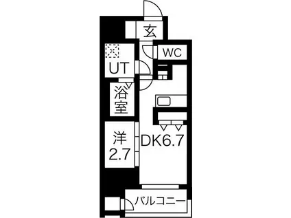 ワールドアイ大阪城イーストアドバンス(1DK/7階)の間取り写真