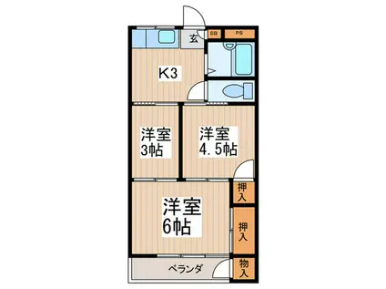 松銀マンション(3K/2階)の間取り写真