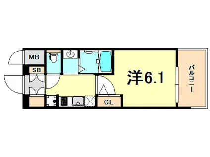 エステムコート三宮イーストIVザ・フロント(1K/12階)の間取り写真
