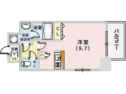 エイペックス神戸みなと元町COASTLINE(1K/12階)の間取り写真