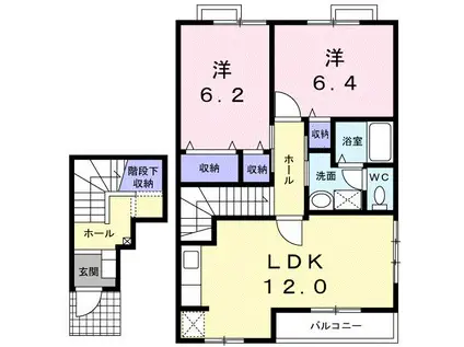 メゾン・ド・カルムI(2LDK/2階)の間取り写真