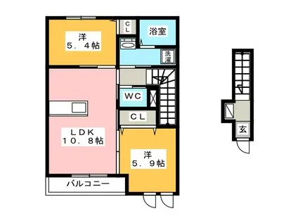 ＪＲ東海道本線 大垣駅 徒歩43分 2階建 築11年(2LDK/2階)の間取り写真