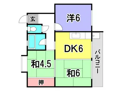 鈴が台団地B棟(3DK/4階)の間取り写真