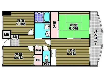 プレスト・コート 弐番館(3LDK/4階)の間取り写真