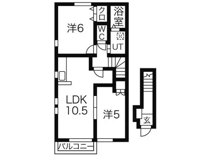 グレーシアD(2LDK/2階)の間取り写真