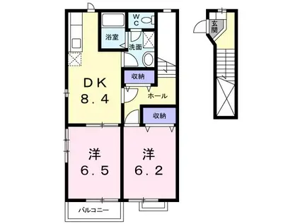 カトルセゾン・エテ(2DK/2階)の間取り写真