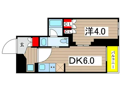 プラウドフラット森下IV(1DK/3階)の間取り写真
