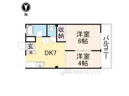 マンション香楽(2DK/3階)の間取り写真