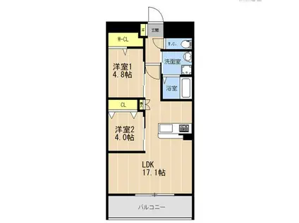 LIBTH友丘2丁目マンション(2LDK/8階)の間取り写真