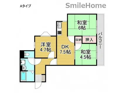 グレースハイム上住吉(3DK/3階)の間取り写真