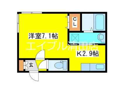 LIEN KITAHIROSHIMAⅢ(1K/1階)の間取り写真