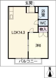 サンビレッジ・A(1LDK/2階)の間取り写真