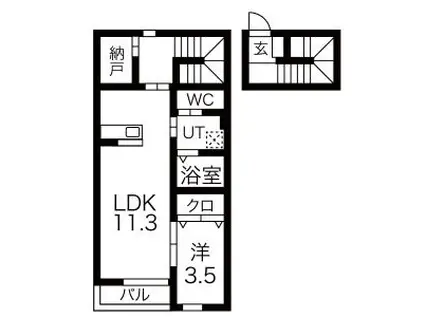 BLUEROSE(1LDK/2階)の間取り写真