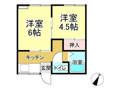 コーポ鈴木(2K/2階)の間取り写真