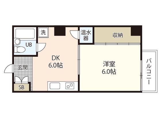 加治ビル(1DK/4階)の間取り写真