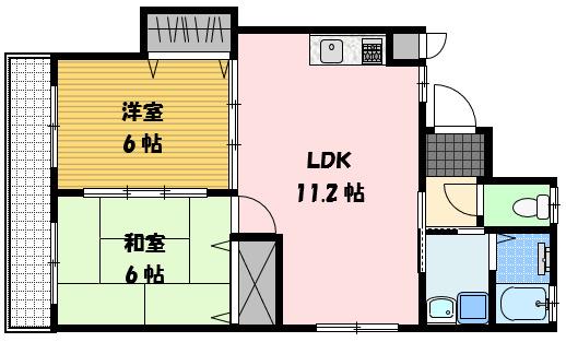 アパートメントABE(2LDK/1階)の間取り写真