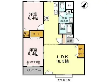 アヴェニュー大門(2LDK/3階)の間取り写真