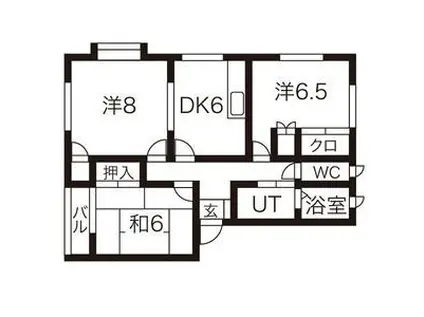 アドヴァンスA(3DK/2階)の間取り写真